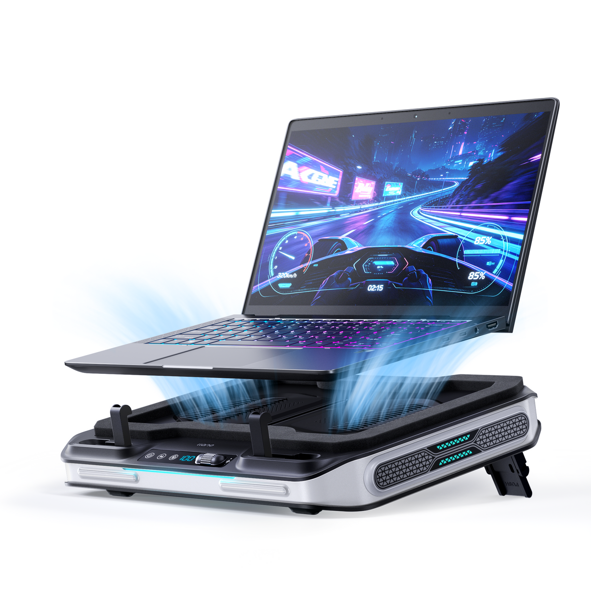 llano V11Pro RGB Laptop Cooling Pad (Black Gray)