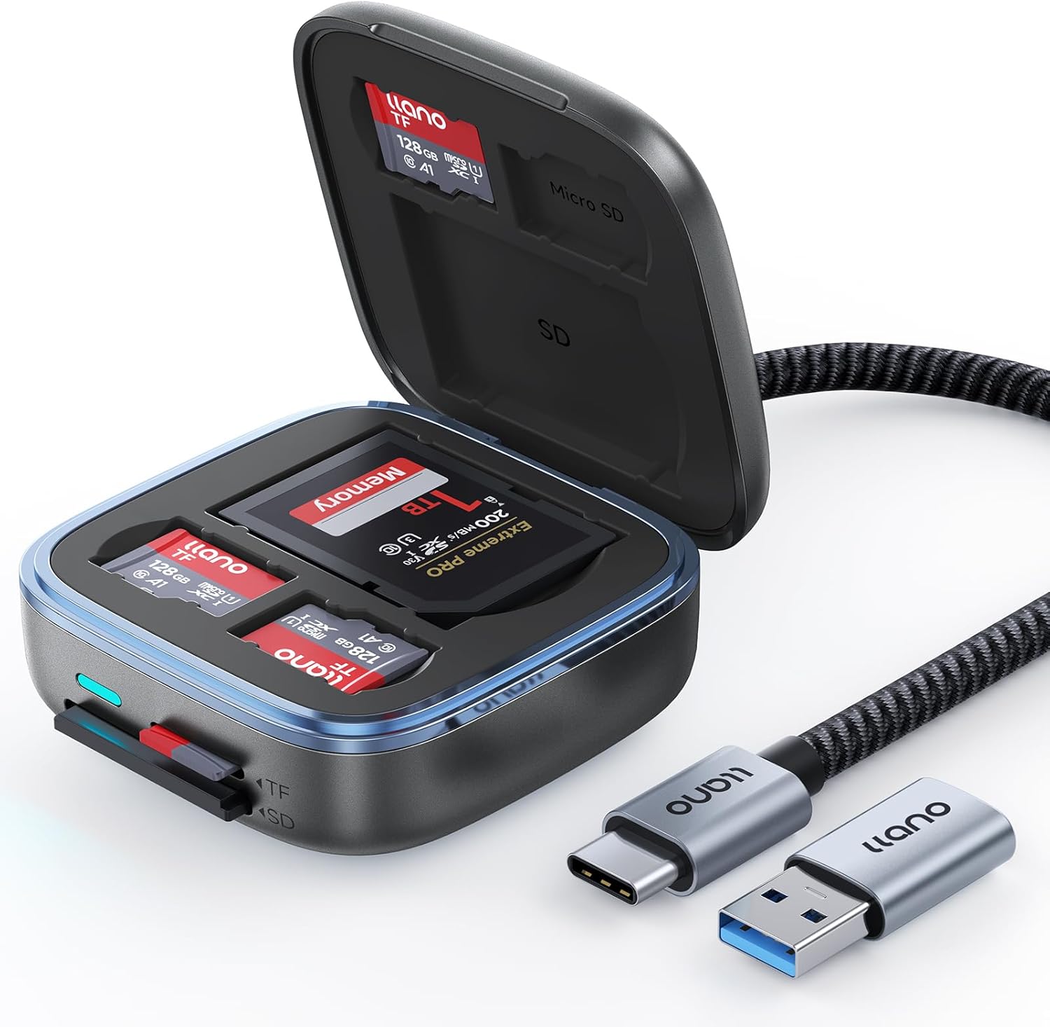 Llano F18 2-in-1 Card Reader & Storage Case