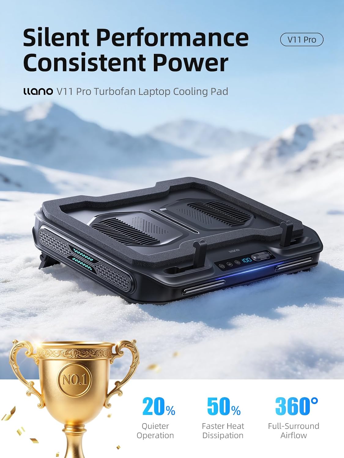 llano V11Pro RGB Laptop Cooling Pad
