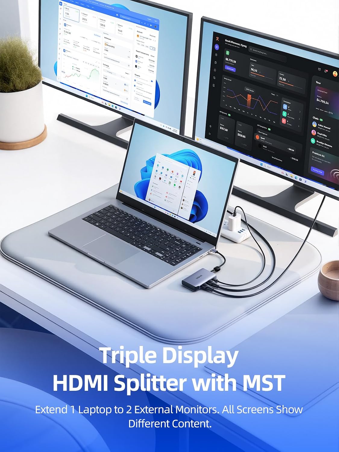 LLANO Dual HDMI Adapter for USB-C Laptops