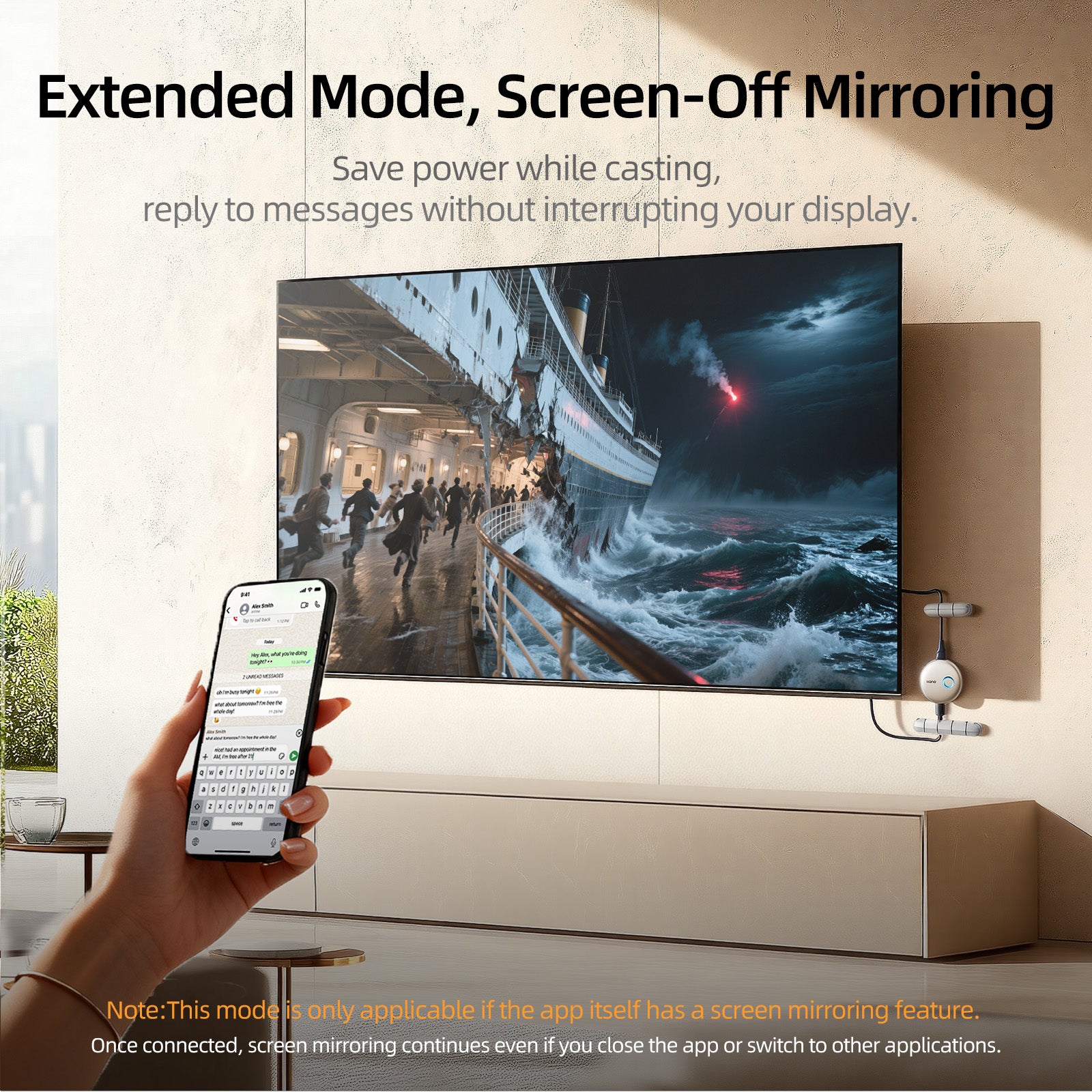 llano T1 Wireless HDMI Transmitter Adapter, Streaming Media Video/Audio/File HDMI Wireless Extender from Laptop, PC, Smartphone to HDTV Projector Monitor, 1080P@30Hz