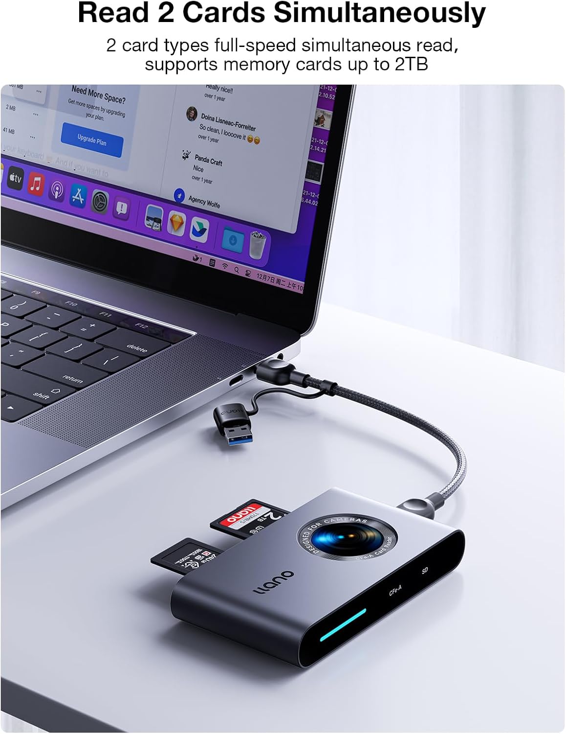 llano CFexpress Type A/SD 4.0 Card Reader, USB 3.2 Gen 2 (10Gbps) High-Speed CF express Card Reader, 2-in-1 UHS-II Memory Card Reader, USB C Smart Card Adapter for Windows, Linux, MAC OS and Chrome OS