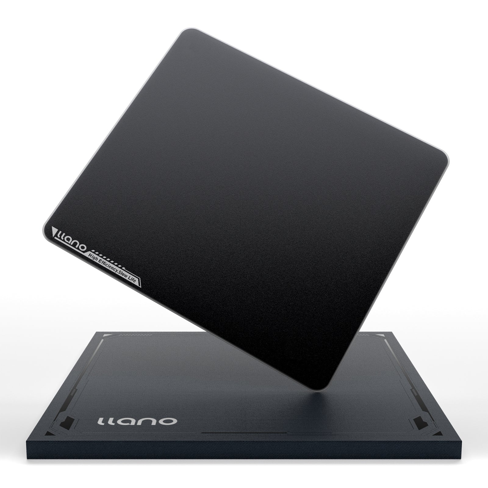 llano Professional Glass Gaming Mousepad, Smooth Mouse Pad with AG Micro-Etched Surface, Hard Mouse Mat, Anti-Slip Rubber Base, Scratch-Resistant, Waterproof & Durable, Black Large Size 17.7"x15.8"