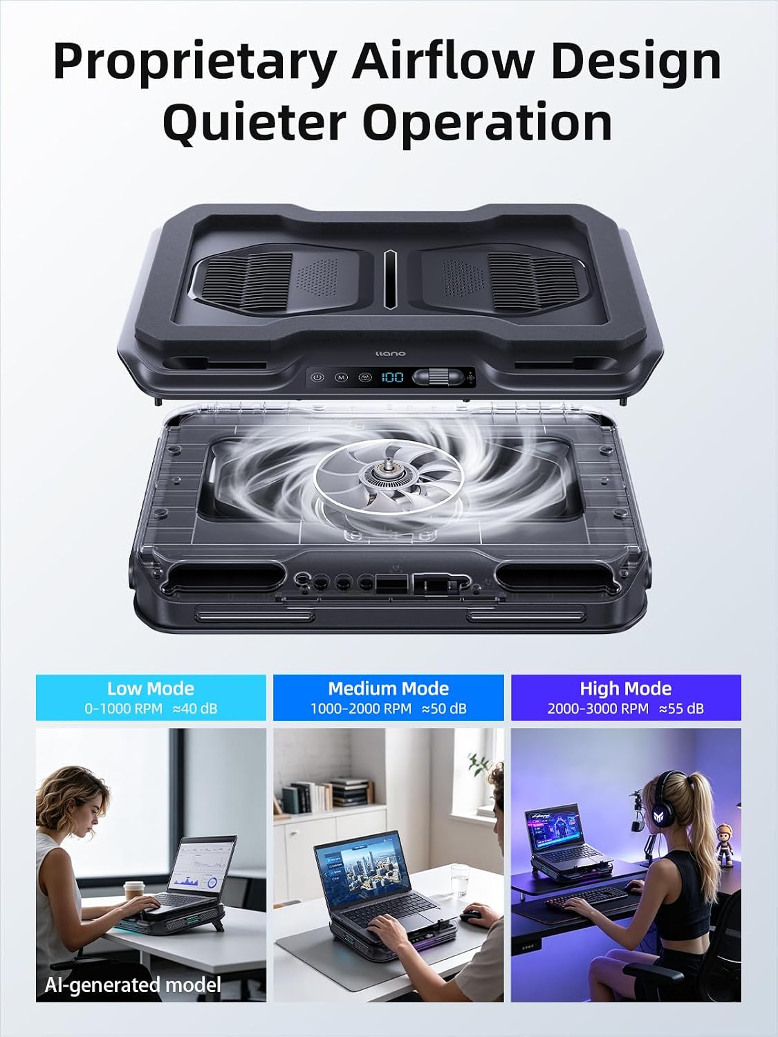 llano V11Pro RGB Laptop Cooling Pad