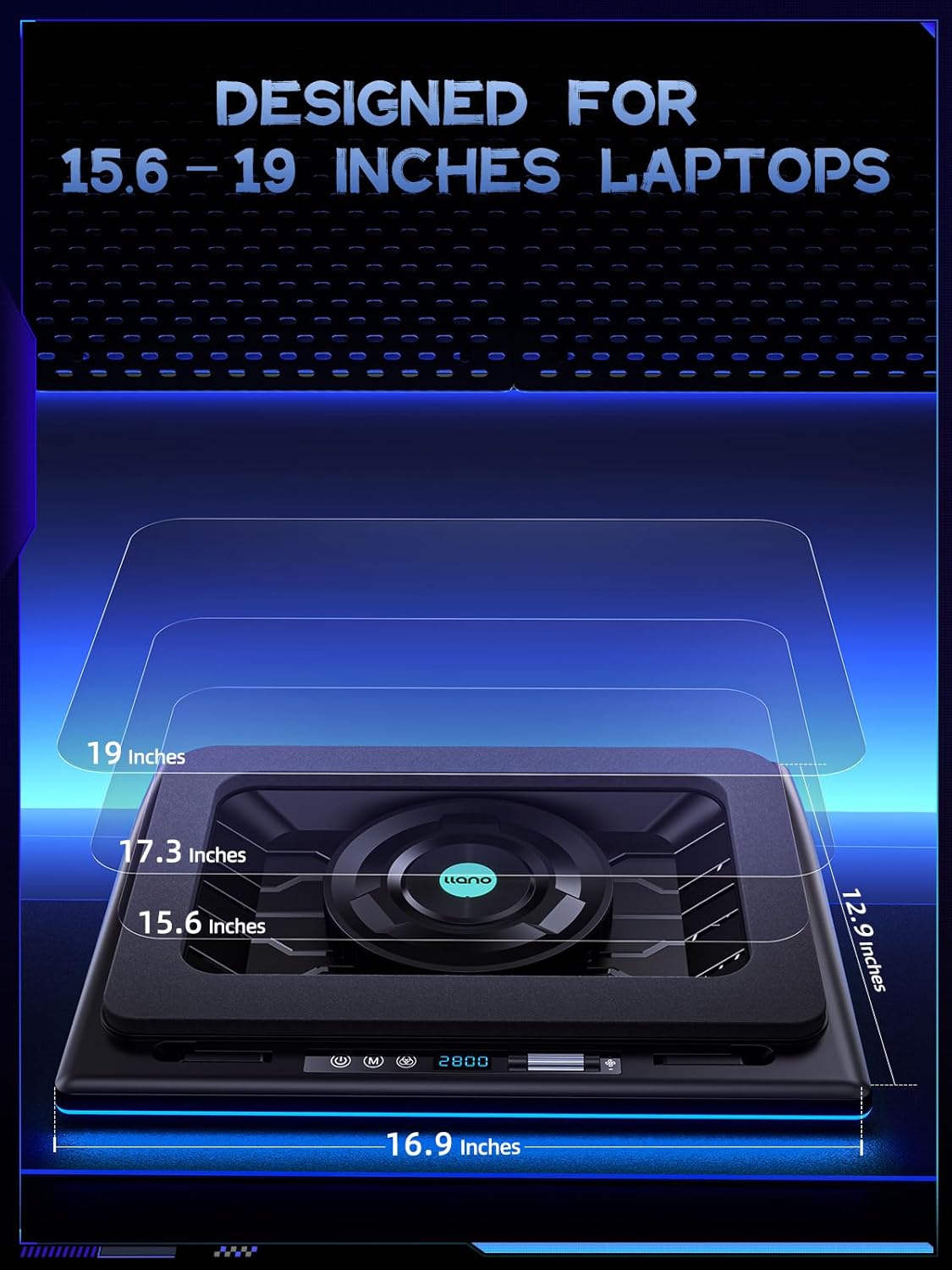 llano V12 Laptop Cooling Pad(No RGB,Black)