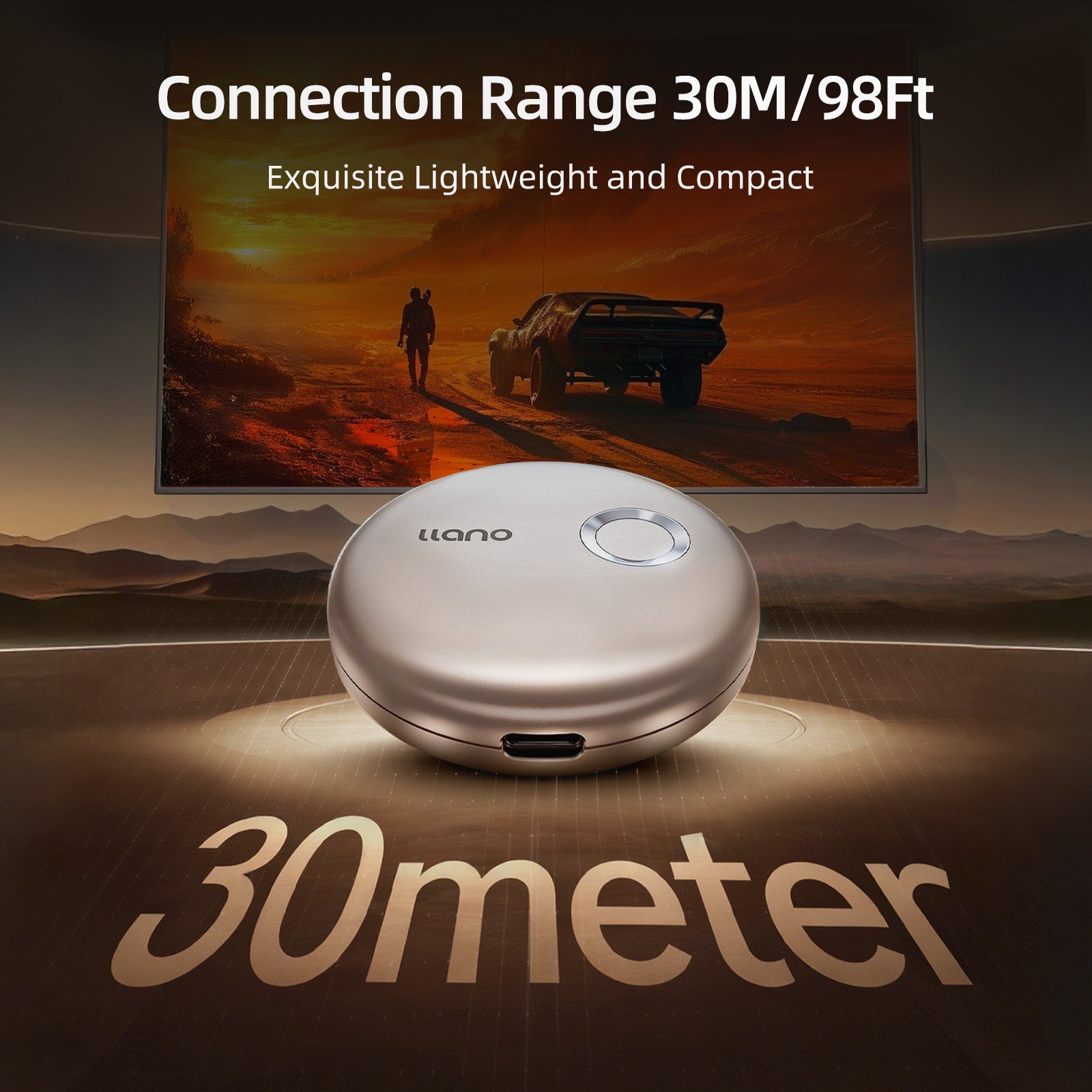 llano T1 Wireless HDMI Transmitter Adapter, Streaming Media Video/Audio/File HDMI Wireless Extender from Laptop, PC, Smartphone to HDTV Projector Monitor, 1080P@30Hz