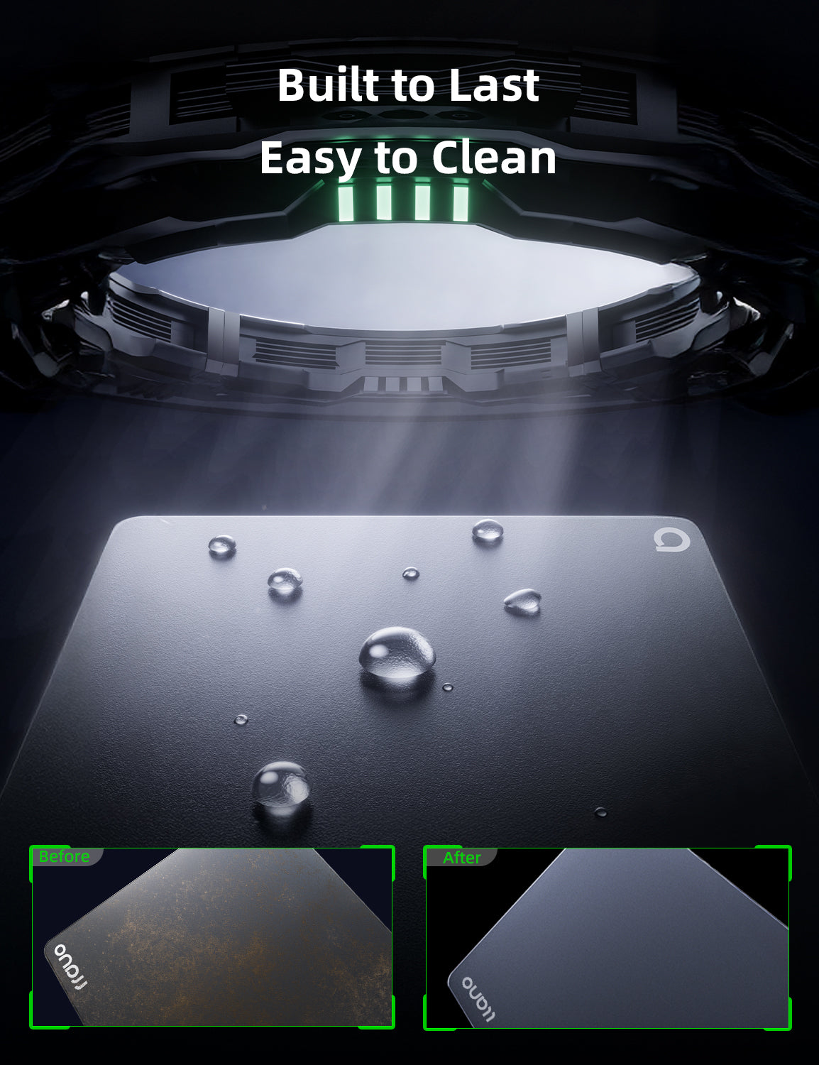 llano Glass Gaming Mousepad, Hard Mouse Pad, Mouse Mat Small Size 13.8" x 11.8", Smooth AG Micro-Etched Surface for Precision and Speed, Anti-Slip Rubber Base, Dirt and Scratch-Resistant, Black