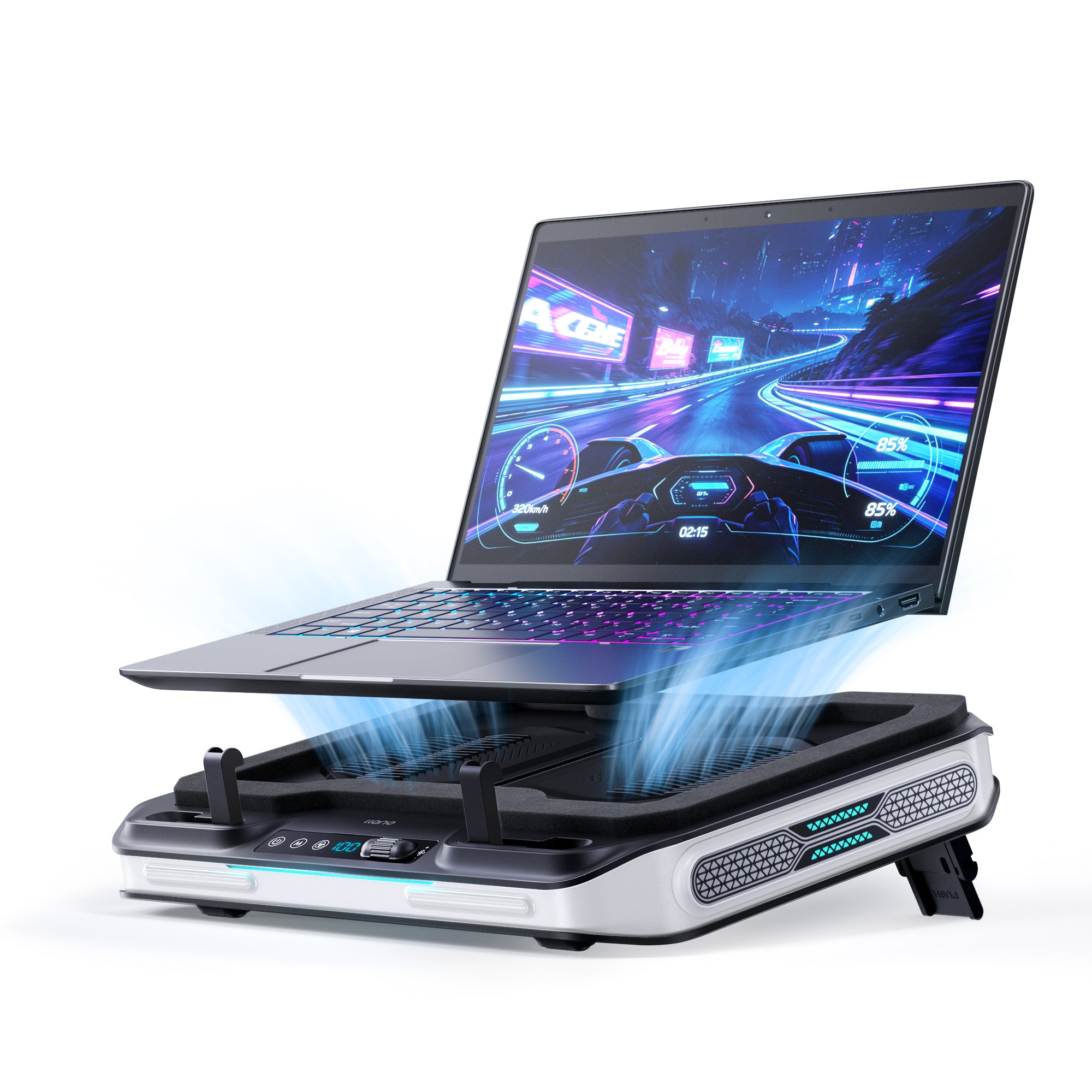 llano V11Pro RGB Laptop Cooling Pad (Black Gray)