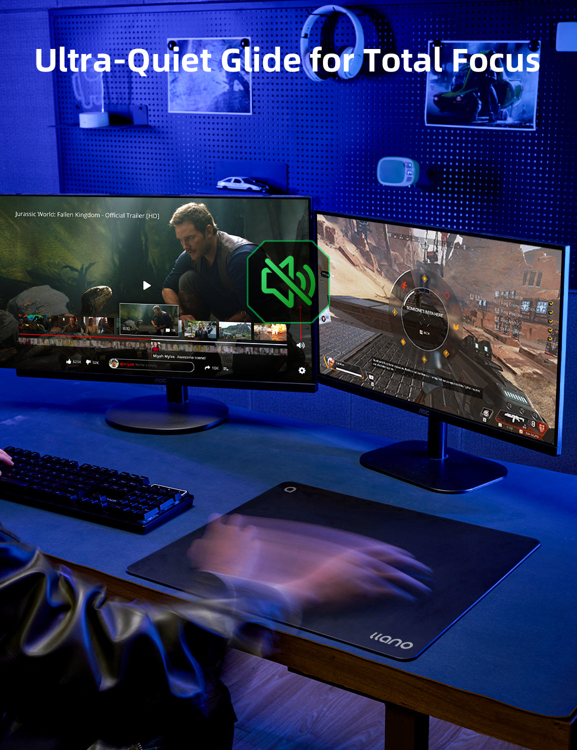 llano Glass Gaming Mousepad, Hard Mouse Pad, Mouse Mat Small Size 13.8" x 11.8", Smooth AG Micro-Etched Surface for Precision and Speed, Anti-Slip Rubber Base, Dirt and Scratch-Resistant, Black