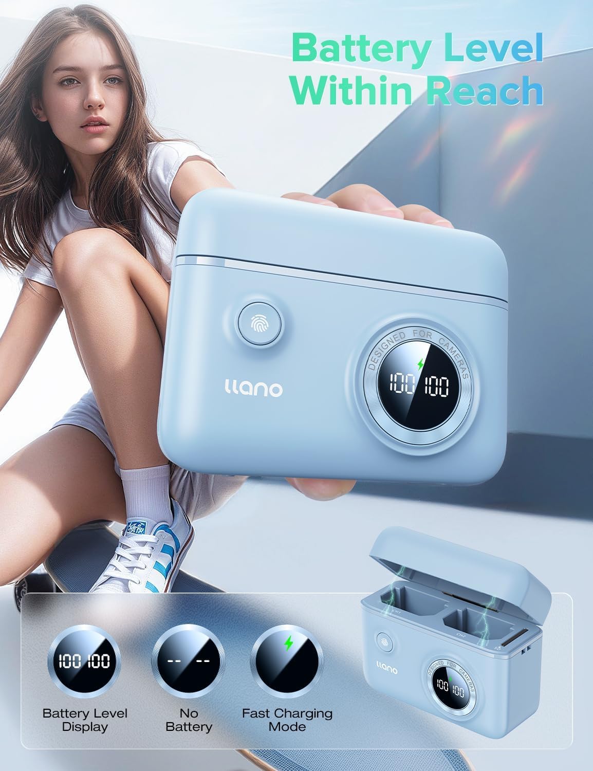 llano NP-W126S Dual Battery Fast Charger for Fujifilm XT30II X100VI X-M5 XS10 XT3 XT2 XT1 XT30 XT20 XT10 X100V XT200 XT100 X100F XA7 XE3 Xpro3 Xpro2 Xpro1 XE1 XE2 XE2S XM1 XA1 XA2 XA3 XA5 XA10, Blue