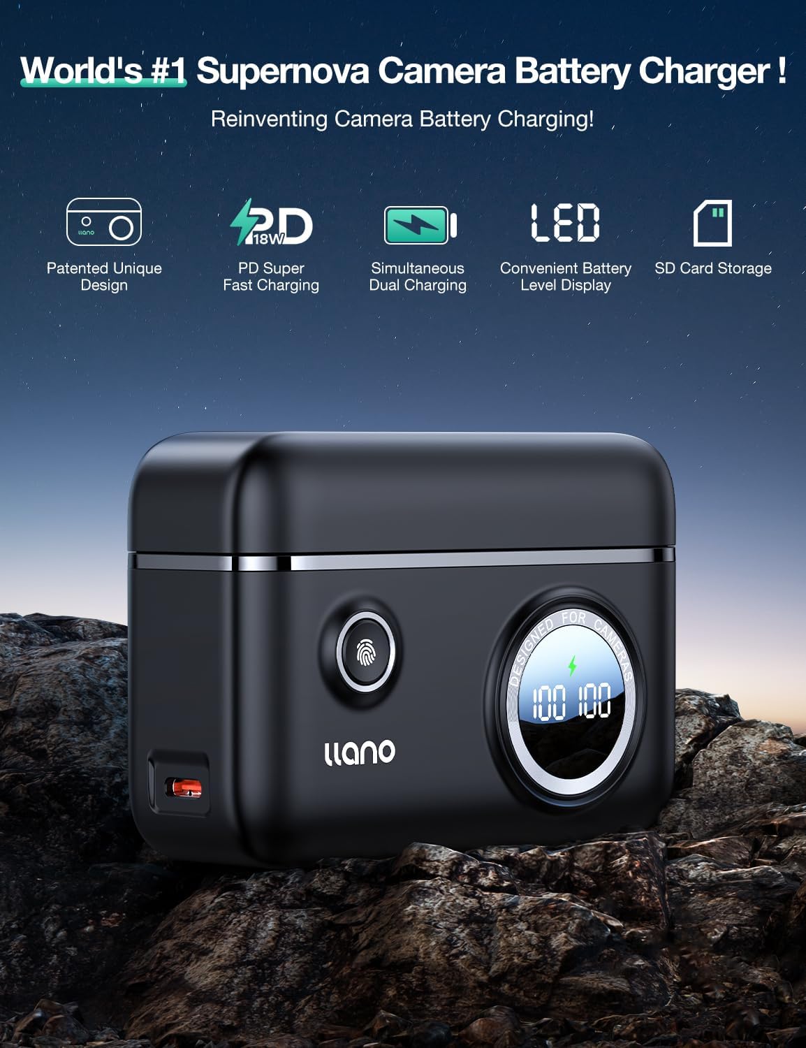 llano NP-W126S Dual Battery Fast Charger for Fujifilm XT30II X100VI X-M5 XS10 XT3 XT2 XT1 XT30 XT20 XT10 X100V XT200 XT100 X100F XA7 XE3 Xpro3 Xpro2 Xpro1 XE1 XE2 XE2S XM1 XA1 XA2 XA3 XA5 XA10 XH1