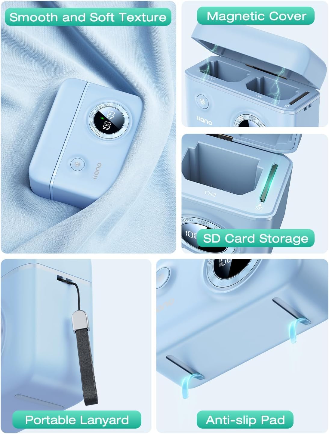 llano NP-W126S Dual Battery Fast Charger for Fujifilm XT30II X100VI X-M5 XS10 XT3 XT2 XT1 XT30 XT20 XT10 X100V XT200 XT100 X100F XA7 XE3 Xpro3 Xpro2 Xpro1 XE1 XE2 XE2S XM1 XA1 XA2 XA3 XA5 XA10, Blue