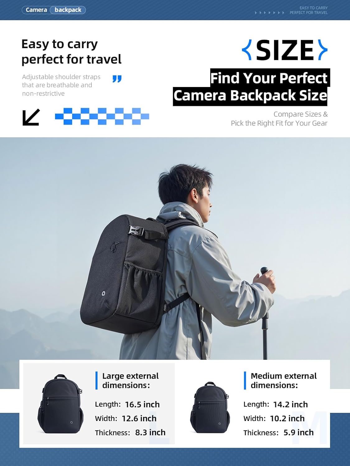 llano Compact Camera Backpack for DSLR/SLR/Mirrorless,Photography Bag with Laptop Slot (for 14" MacBook) & Tripod Holder, Ideal for Travel & Outdoor (for Canon, Nikon, Sony), Small, Black,10L Capacity