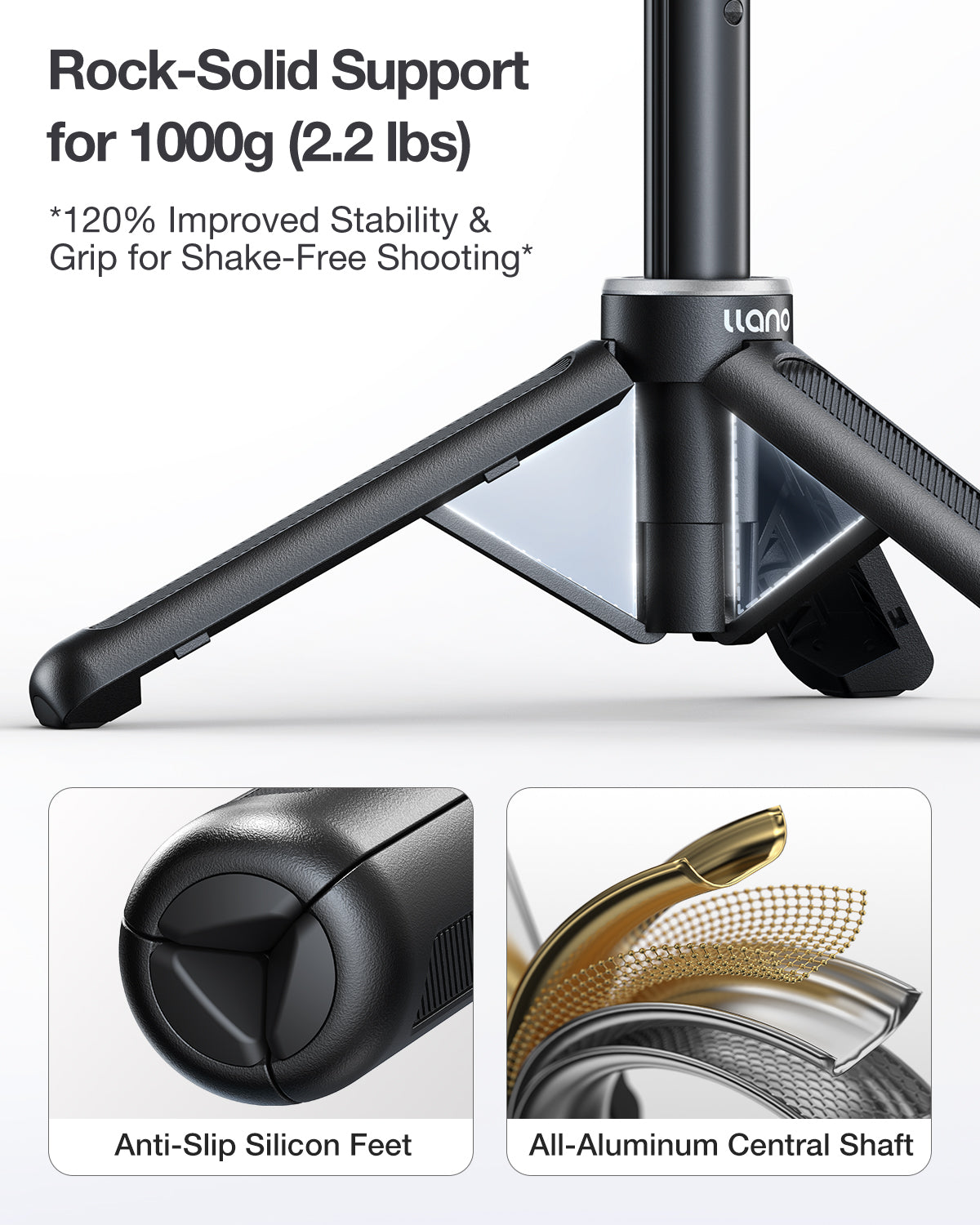 llano 16" Magnetic Action Camera Tripod for DJI Osmo Action 5 pro/4/3, Osmo 360, Extendable Mini Tripod with Magsafe Quick Release Adapter, 360° Ball Head, Small Selfie Stick, Lightweight, Black