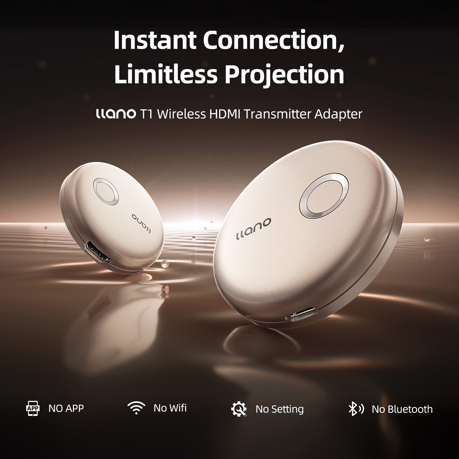 llano T1 Wireless HDMI Transmitter Adapter, Streaming Media Video/Audio/File HDMI Wireless Extender from Laptop, PC, Smartphone to HDTV Projector Monitor, 1080P@30Hz