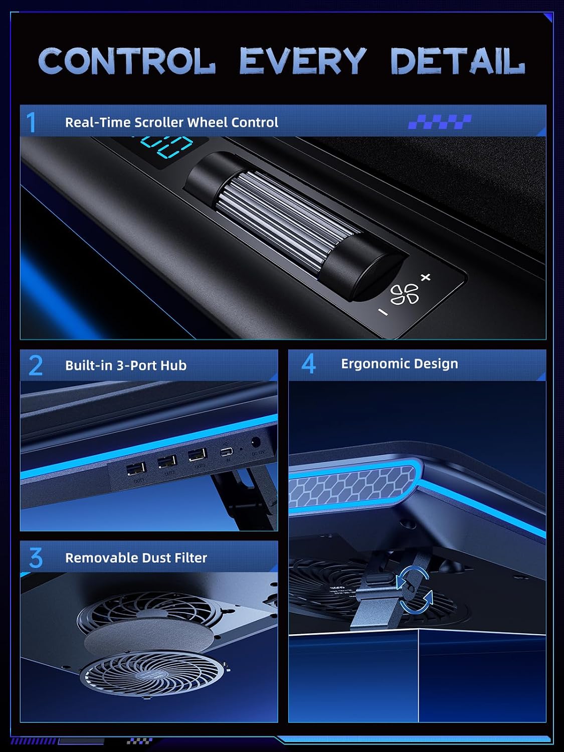 llano V12 Laptop Cooling Pad（No RGB,Black）