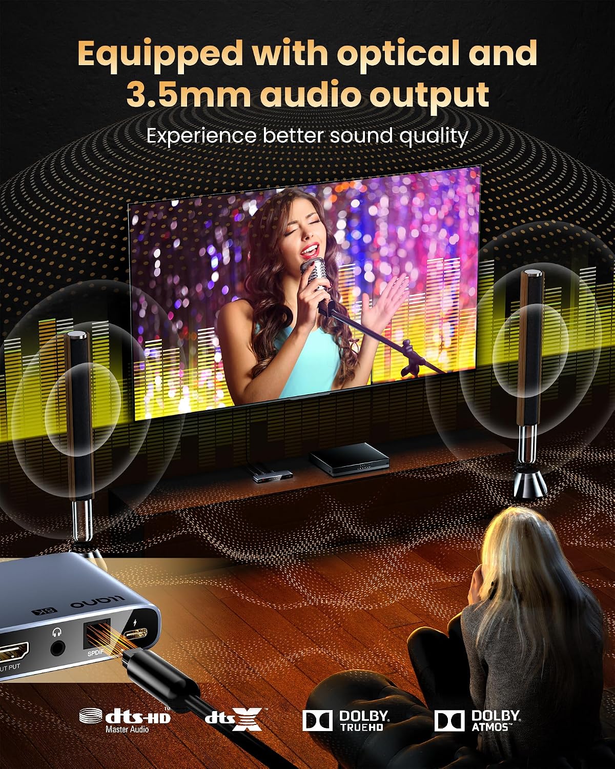 llano HDMI 2.1 Switch 4K@120Hz HDMI Switcher with Audio Extractor