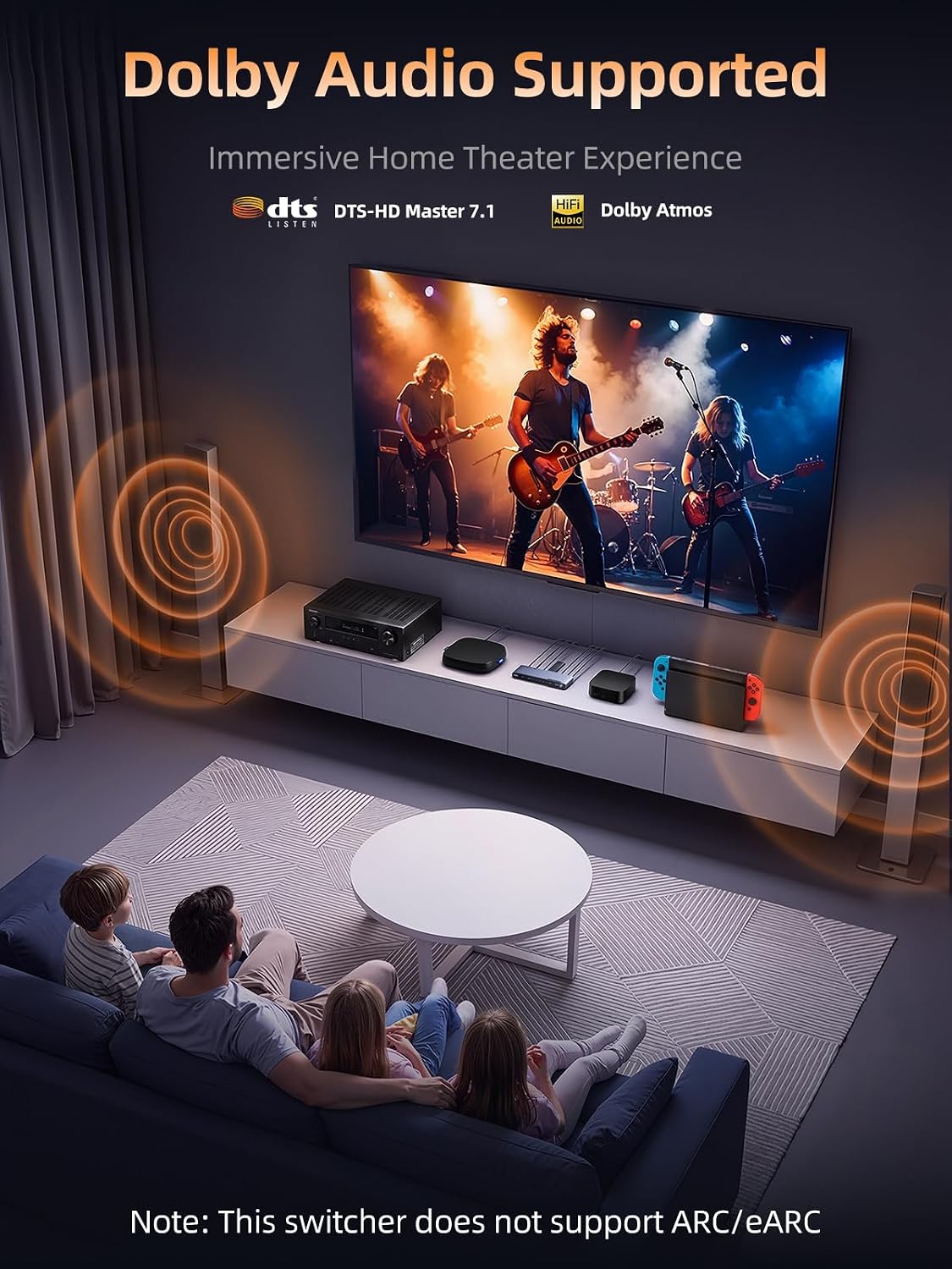 llano HDMI 2.1 Switch 5 in 1 Out, 8K@60Hz with Remote, 4K@120Hz/240Hz