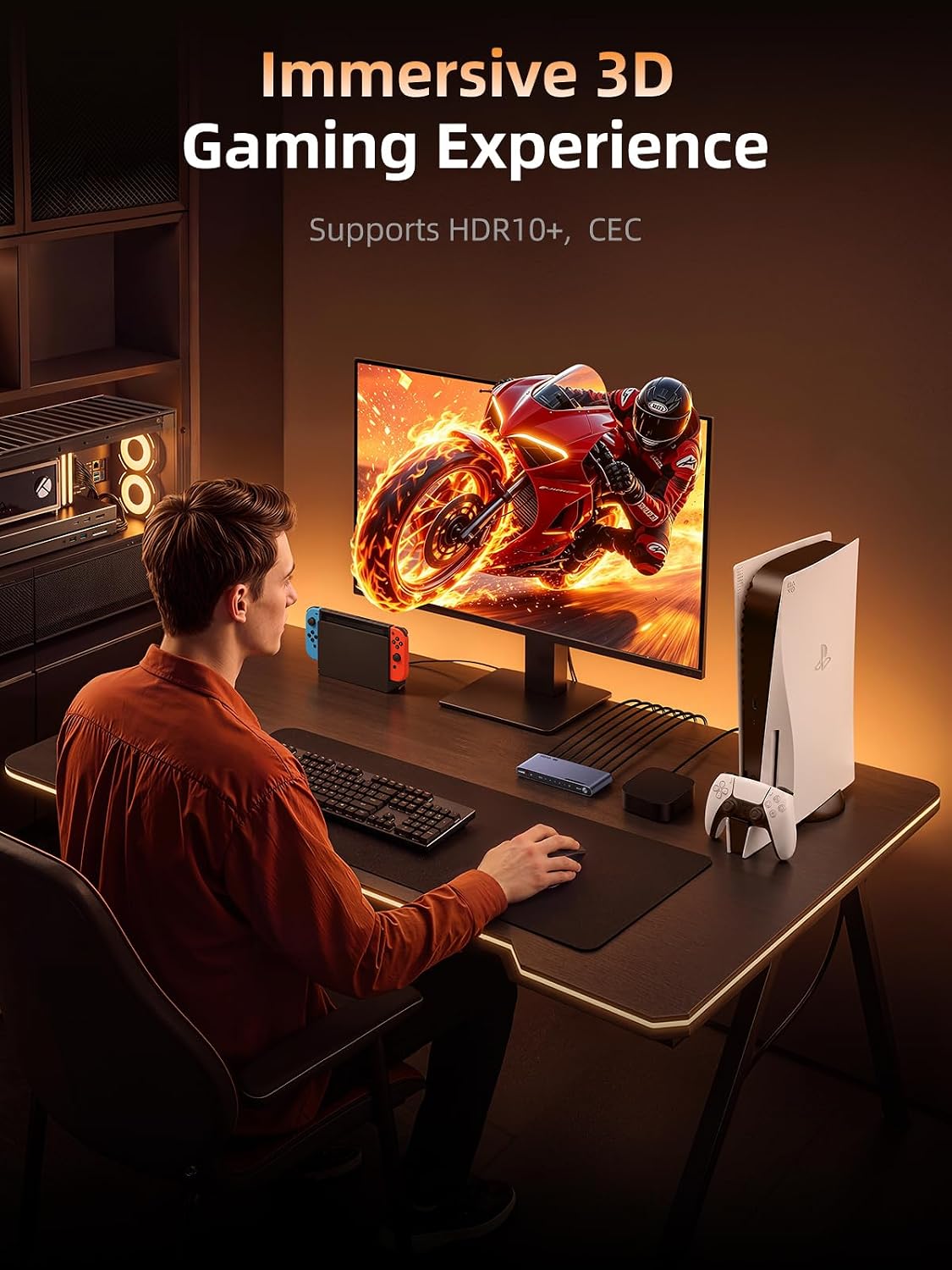 llano HDMI 2.1 Switch 5 in 1 Out, 8K@60Hz with Remote, 4K@120Hz/240Hz