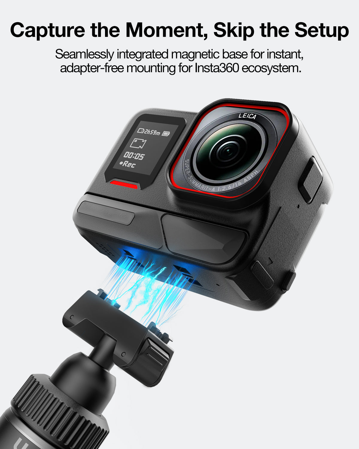 llano 16" Magnetic Action Camera Tripod for DJI Osmo Action 6, Osmo Nano, Mini Tripod with Magsafe Quick Release Adapter, Small Selfie Stick, 360° Ball Head, Portable, Lightweight, Black