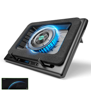 llano Gaming Laptop Cooler, Laptop Cooling Pad Stand with 5.5inch External Cooling Fan, Fast Cooling Computer Laptop 15.6-21in, Adjustable Speed, Touch Control, 3-Port USB A, A Mouse Pad Included