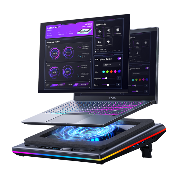 llano V12 Ultra RGB Laptop Cooling Pad
